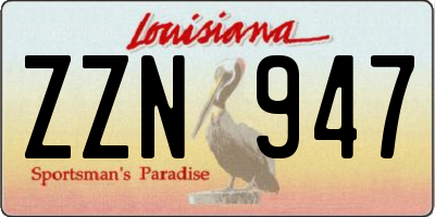 LA license plate ZZN947