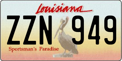 LA license plate ZZN949