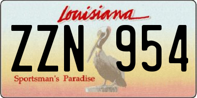 LA license plate ZZN954