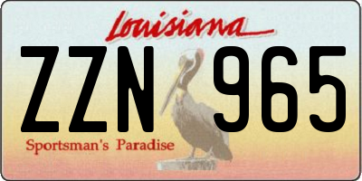 LA license plate ZZN965