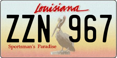 LA license plate ZZN967