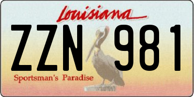 LA license plate ZZN981