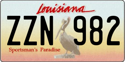 LA license plate ZZN982