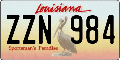 LA license plate ZZN984