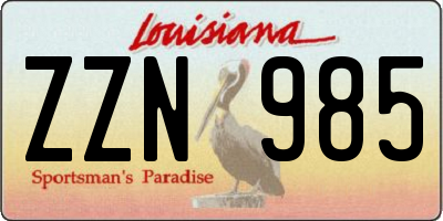 LA license plate ZZN985