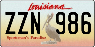 LA license plate ZZN986