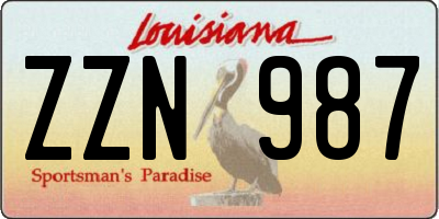 LA license plate ZZN987