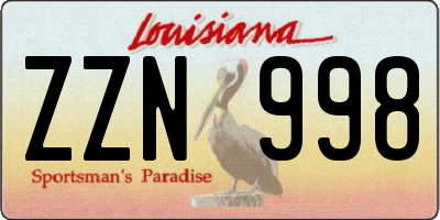 LA license plate ZZN998