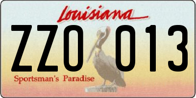 LA license plate ZZO013