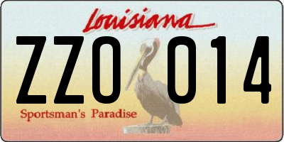 LA license plate ZZO014