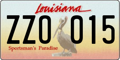 LA license plate ZZO015