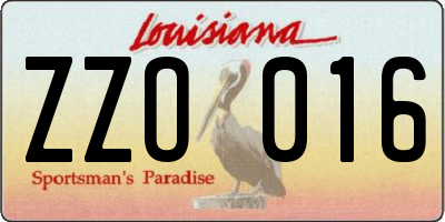 LA license plate ZZO016