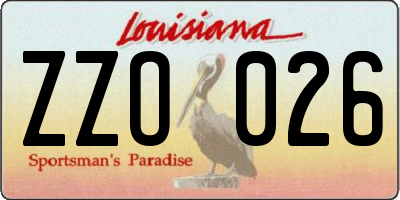 LA license plate ZZO026