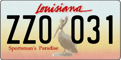 LA license plate ZZO031