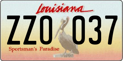 LA license plate ZZO037