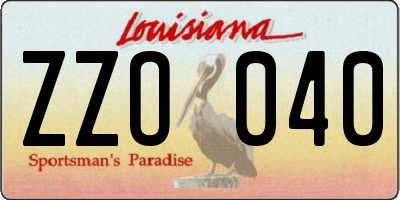 LA license plate ZZO040