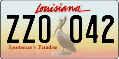 LA license plate ZZO042
