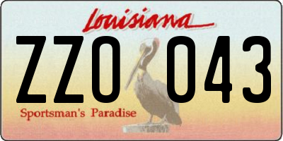 LA license plate ZZO043