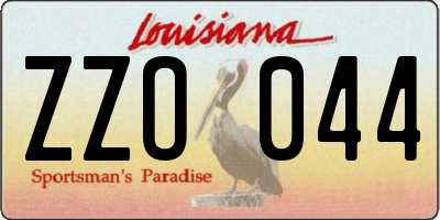 LA license plate ZZO044