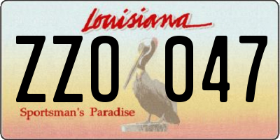 LA license plate ZZO047