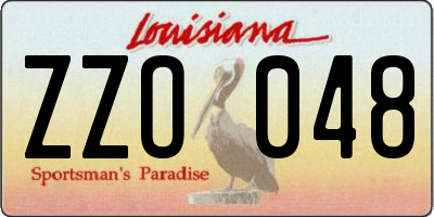 LA license plate ZZO048