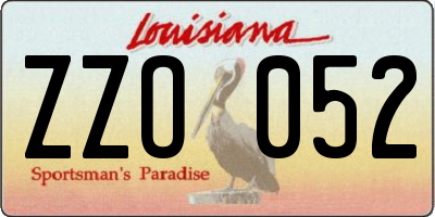 LA license plate ZZO052