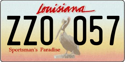 LA license plate ZZO057