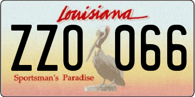 LA license plate ZZO066