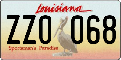 LA license plate ZZO068
