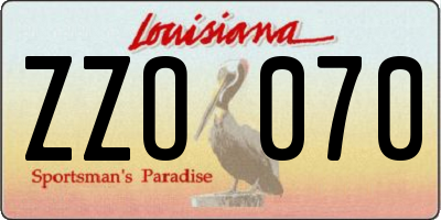 LA license plate ZZO070