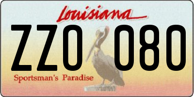 LA license plate ZZO080