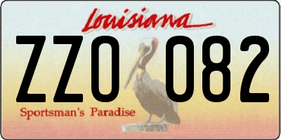 LA license plate ZZO082