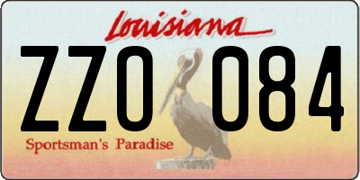LA license plate ZZO084