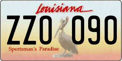 LA license plate ZZO090