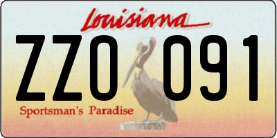 LA license plate ZZO091