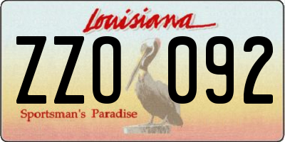 LA license plate ZZO092