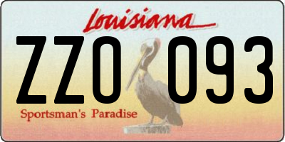 LA license plate ZZO093
