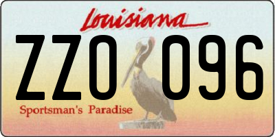 LA license plate ZZO096