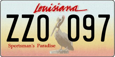 LA license plate ZZO097