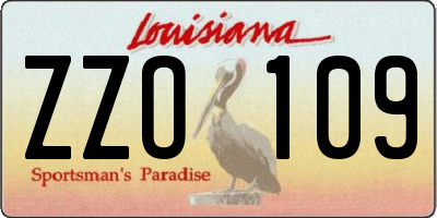 LA license plate ZZO109