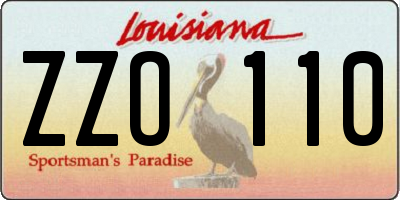 LA license plate ZZO110
