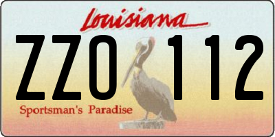 LA license plate ZZO112