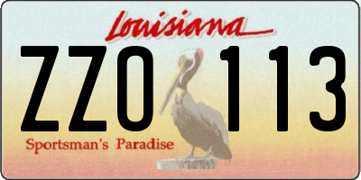 LA license plate ZZO113