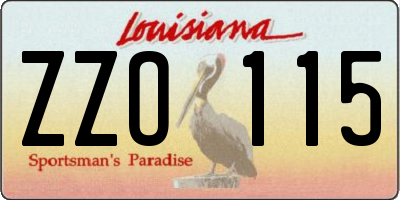 LA license plate ZZO115