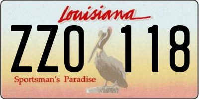 LA license plate ZZO118