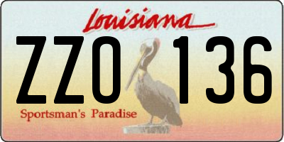 LA license plate ZZO136