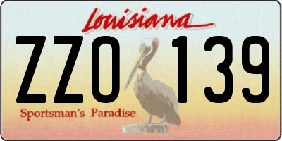 LA license plate ZZO139