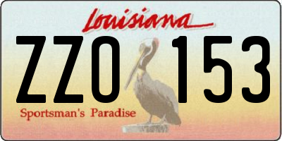 LA license plate ZZO153