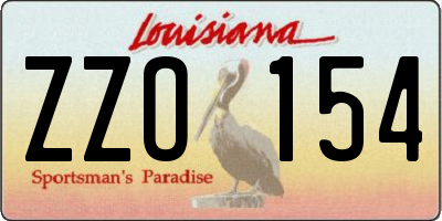 LA license plate ZZO154