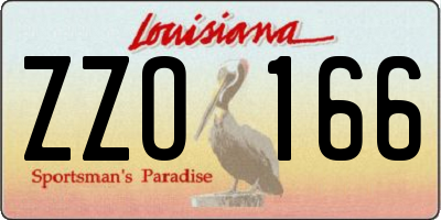 LA license plate ZZO166